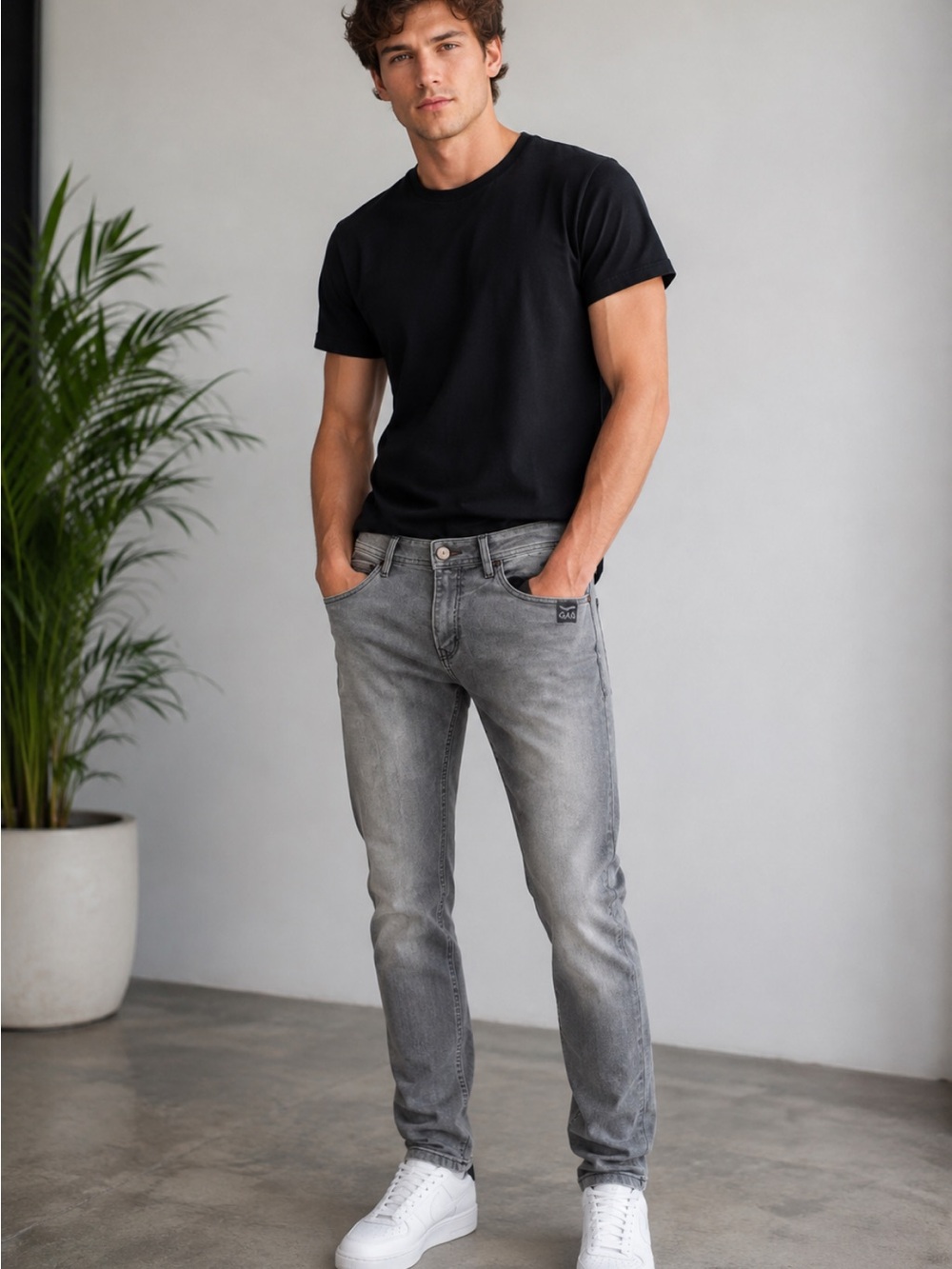 Men's Slim Fit Gray Jeans by Gas